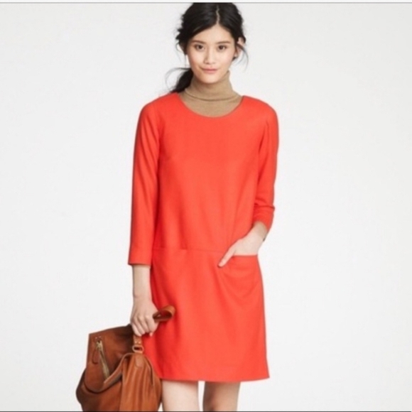 J. Crew Red Long Sleeve Dress Laine Dress size 6 - Picture 1 of 14